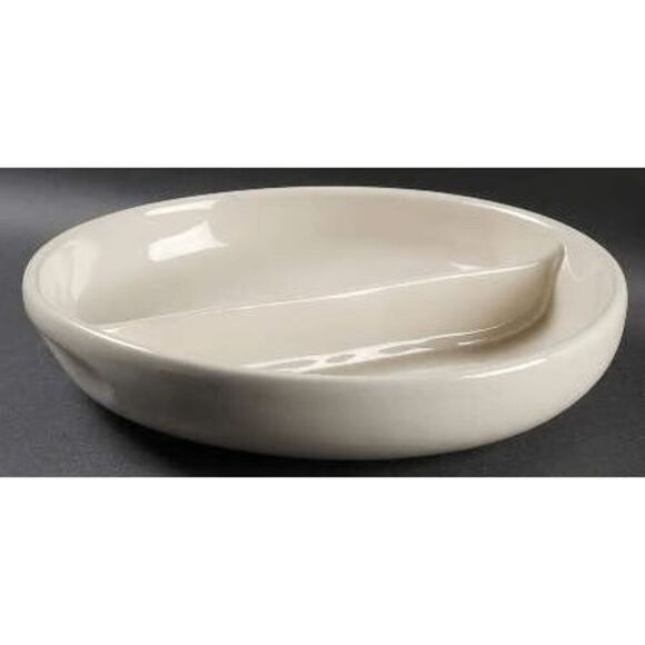 New Russel Wright by Oneida 10-3/8" Divided Vegetable Bowl Linen Creme - Picture 1 of 7